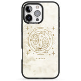 iPhone 16 Pro Max Pisces Emblem - Solid Gold Marbled Design Black Impact Phone Case