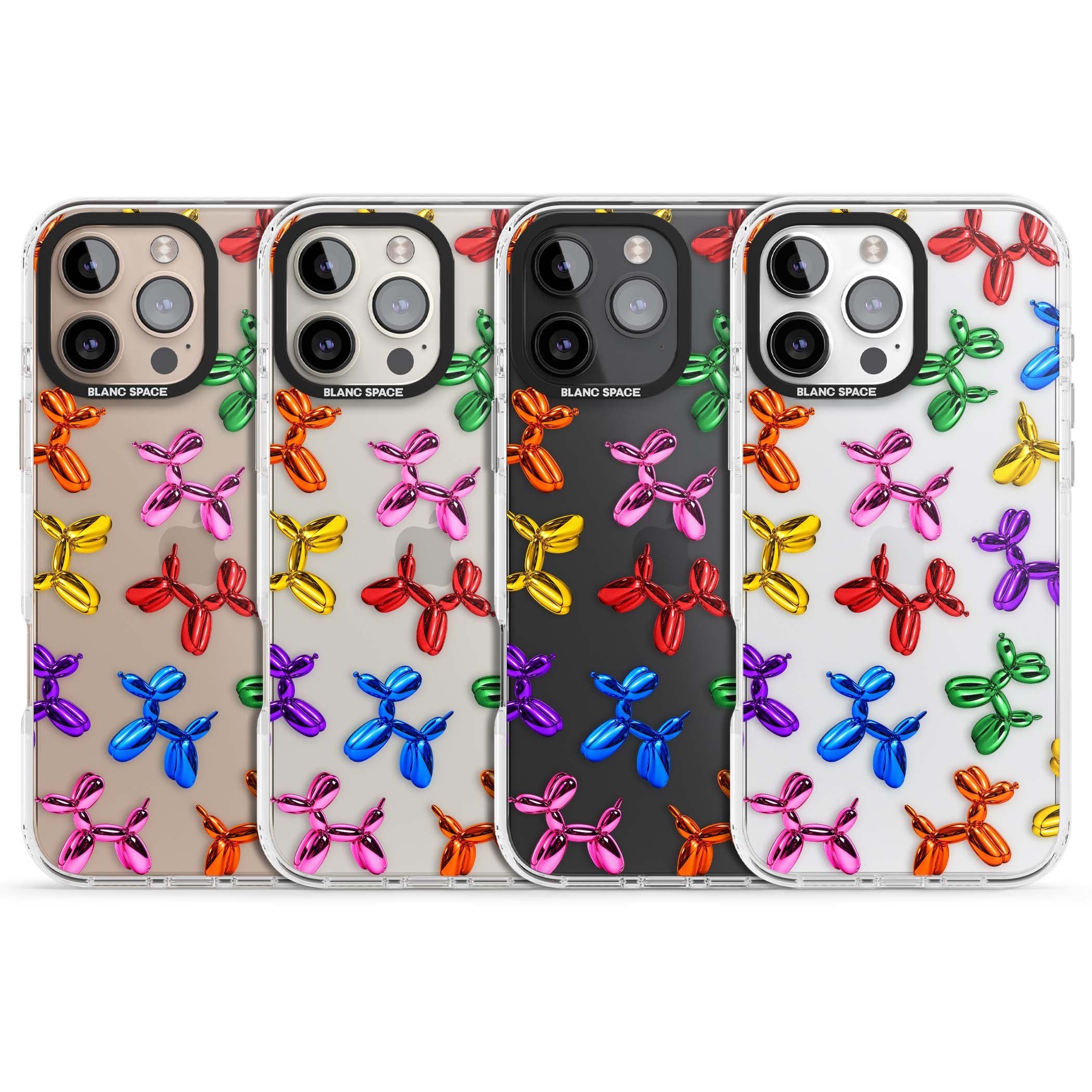 Balloon Dogs pop art iPhone case featuring rainbow chrome balloon dogs in Jeff Koons style | Clear Impact case for iPhone 16 Pro, iPhone 16 Pro Max