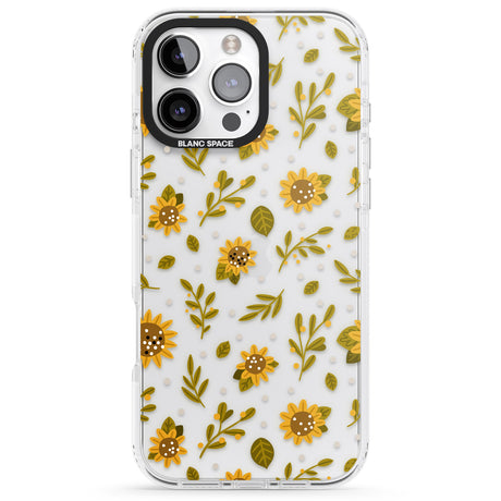 iPhone 16 Pro Max Sweet as Honey Patterns: Sunflowers (Clear) Black Impact Phone Case