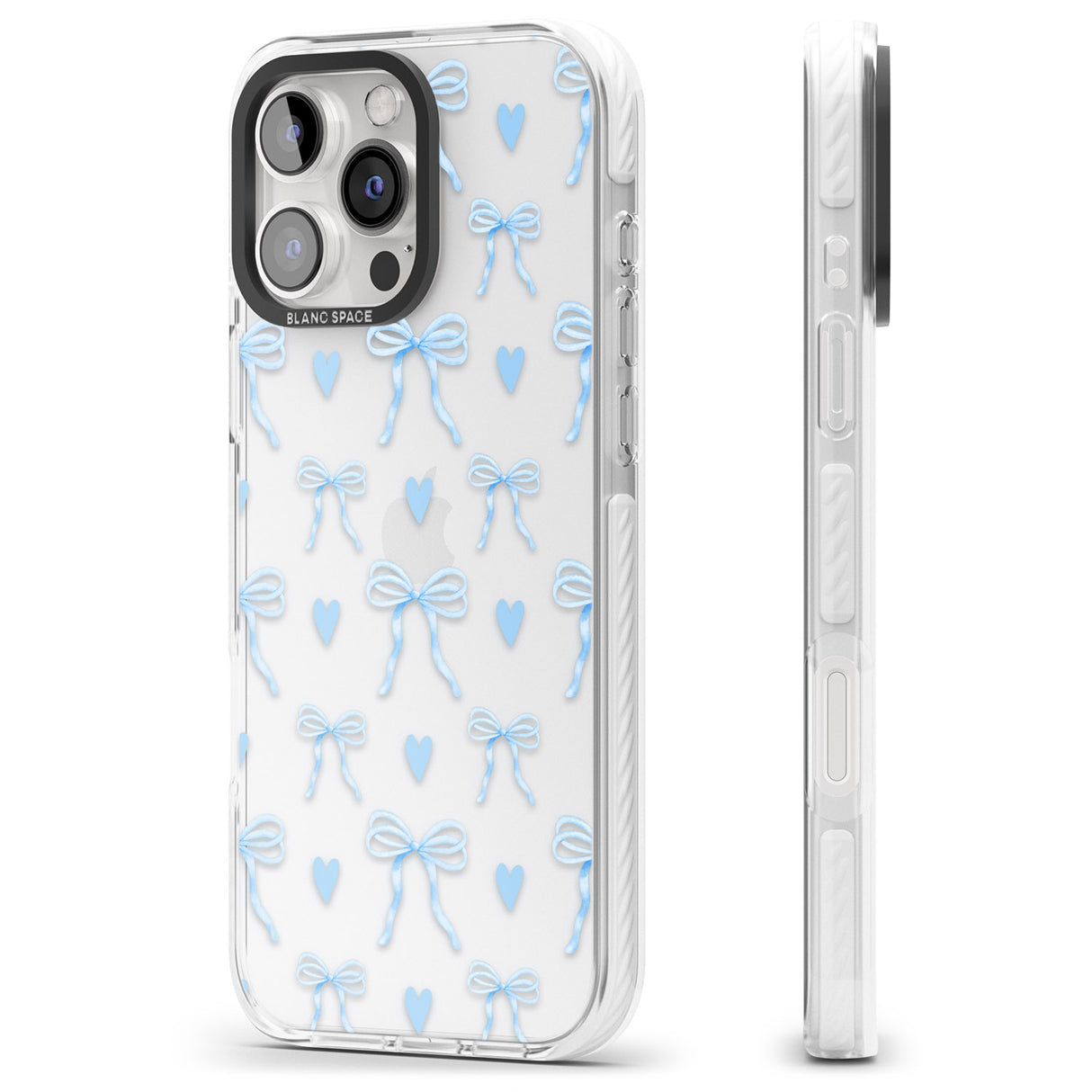 iPhone 16 Blue Bows & Hearts Clear Impact Phone Case