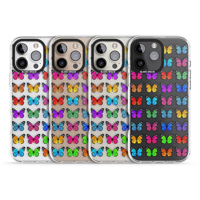 iPhone 16 Pro Max Colourful Butterfly Pattern Black Impact Phone Case