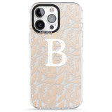 iPhone 16 Pro Max Personalised Subtle Monogram Abstract Floral Black Impact Phone Case