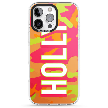 iPhone 16 Pro Max Personalised Colourful Neon Camo Black Impact Phone Case