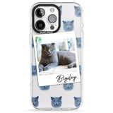 iPhone 16 Pro Max Personalised English Blue Cat Photo Black Impact Phone Case