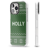 iPhone 16 Pro Max Personalised Green Christmas Knitted Jumper Black Impact Phone Case