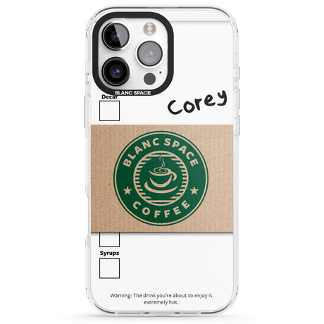 iPhone 16 Pro Max Personalised Coffee Cup Black Impact Phone Case