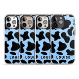 iPhone 16 Pro Max Personalised Blue and Black Cow Print Black Impact Phone Case