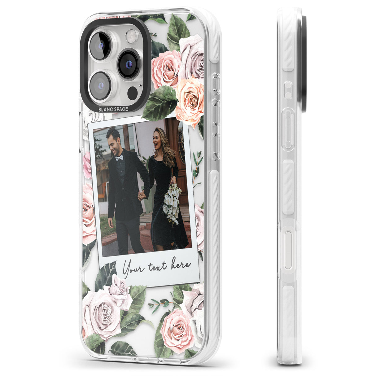 iPhone 16 Pro Max Personalised Floral Instant Film Photo Black Impact Phone Case