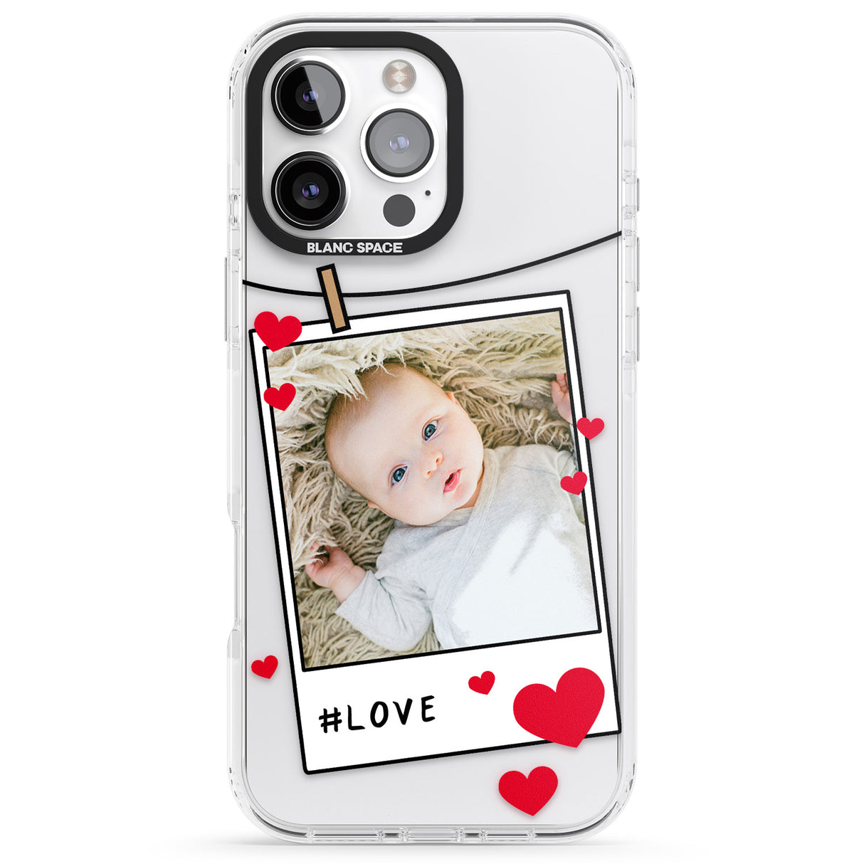 iPhone 16 Pro Max Personalised Love Instant Film Photo Black Impact Phone Case