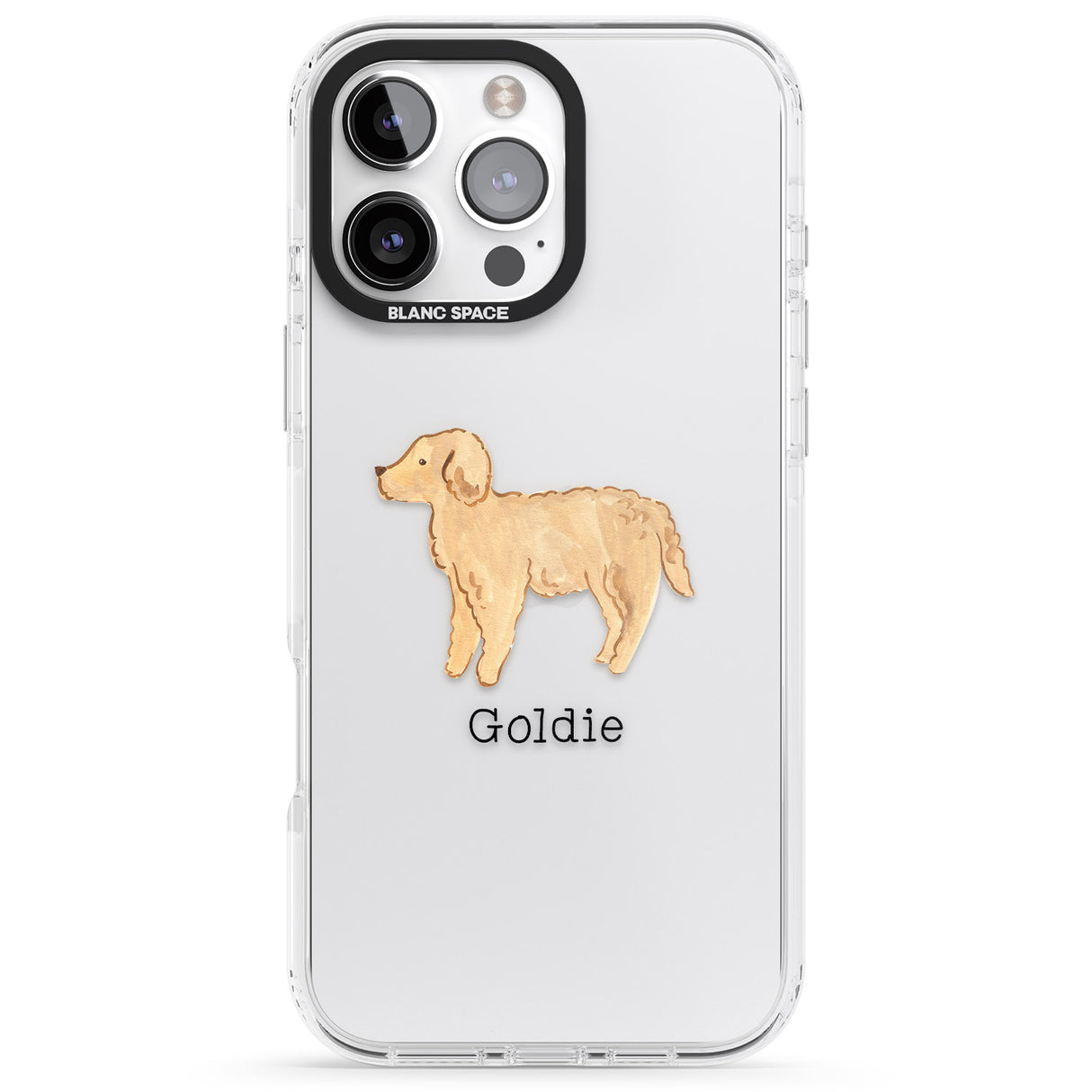 iPhone 16 Pro Max Personalised Hand Painted Goldendoodle Black Impact Phone Case