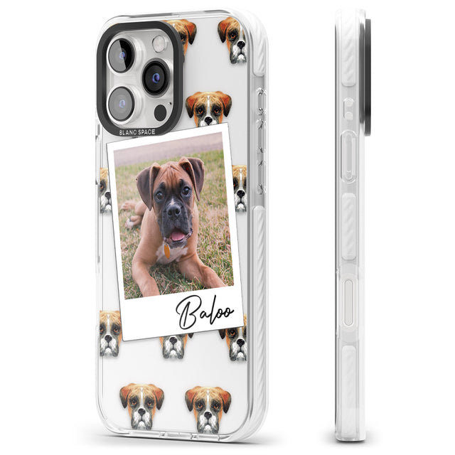 iPhone 16 Pro Max Personalised Boxer - Dog Photo Black Impact Phone Case