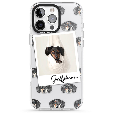 iPhone 16 Pro Max Personalised Dachshund, Black- Dog Photo Black Impact Phone Case