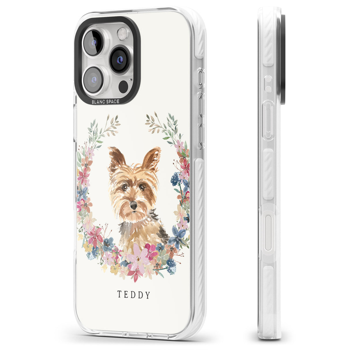 iPhone 16 Pro Max Personalised Yorkshire Terrier - Watercolour Dog Portrait Black Impact Phone Case