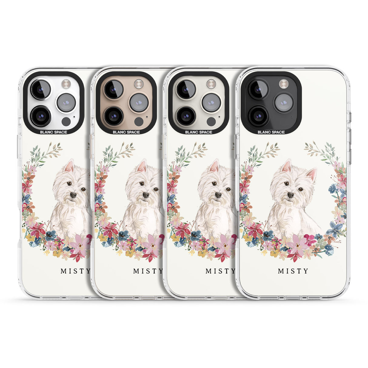 iPhone 16 Pro Max Personalised Westie Watercolour Dog Portrait Black Impact Phone Case