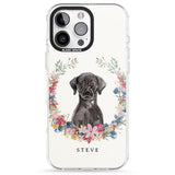 iPhone 16 Pro Max Personalised Black Lab Watercolour Dog Portrait Black Impact Phone Case