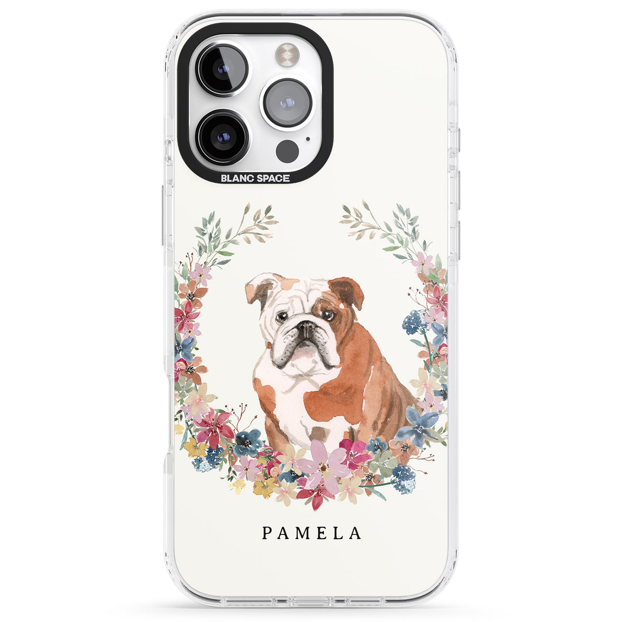 iPhone 16 Pro Max Personalised English Bulldog - Watercolour Dog Portrait Black Impact Phone Case