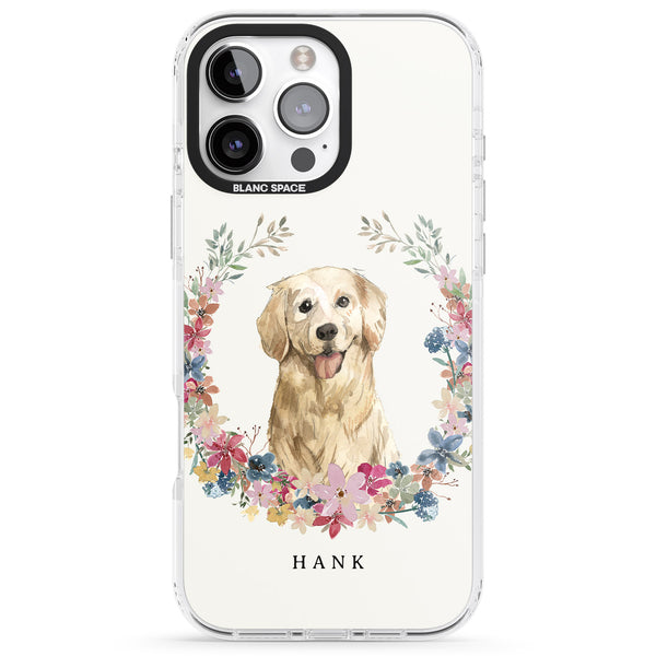 Personalised Golden Retriever Floral Portrait