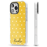 iPhone 16 Pro Max Personalised Yellow Polka Dot Black Impact Phone Case