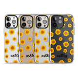 iPhone 16 Pro Max Personalised Sunflowers & Cursive Black Impact Phone Case