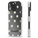 iPhone 16 Pro Max Personalised White Daisies & Cursive Black Impact Phone Case