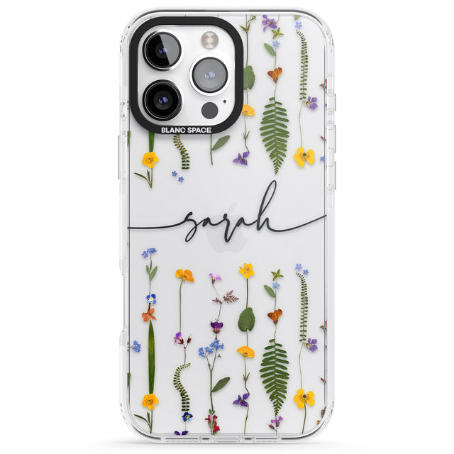 iPhone 16 Pro Max Personalised Wildflower Floral Black Impact Phone Case