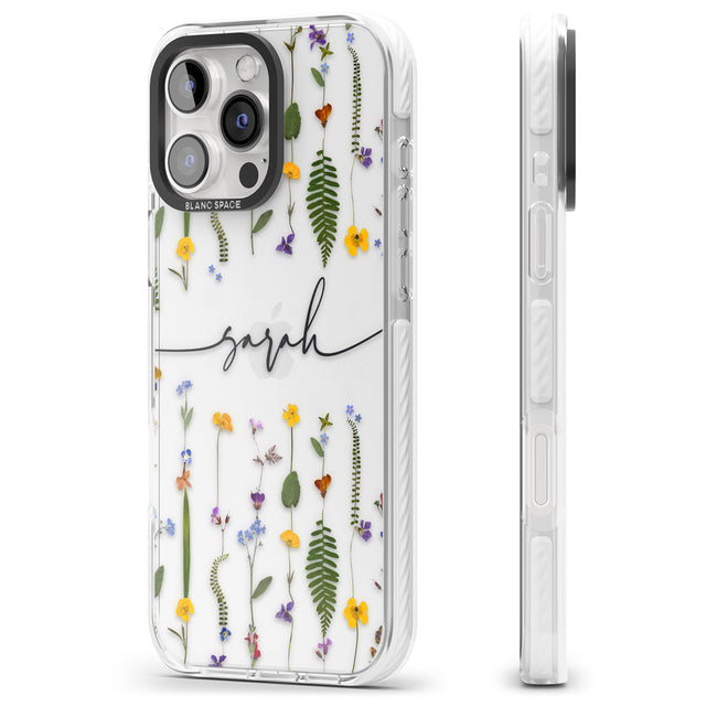 iPhone 16 Pro Max Personalised Wildflower Floral Black Impact Phone Case