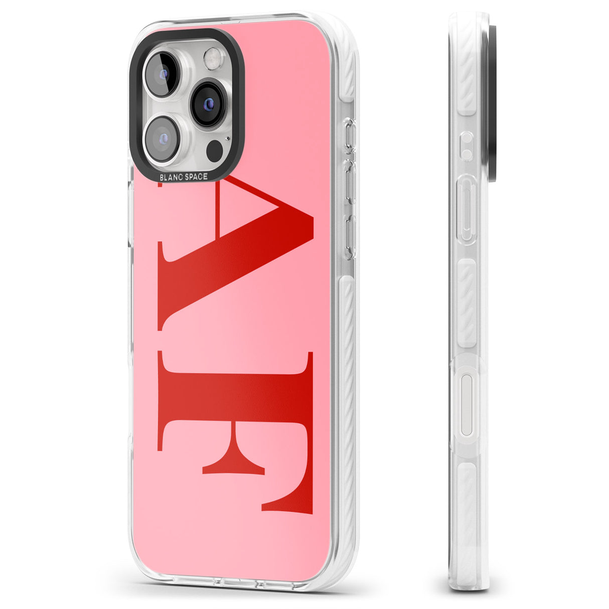 iPhone 16 Pro Max Personalised Red & Pink Letters Black Impact Phone Case