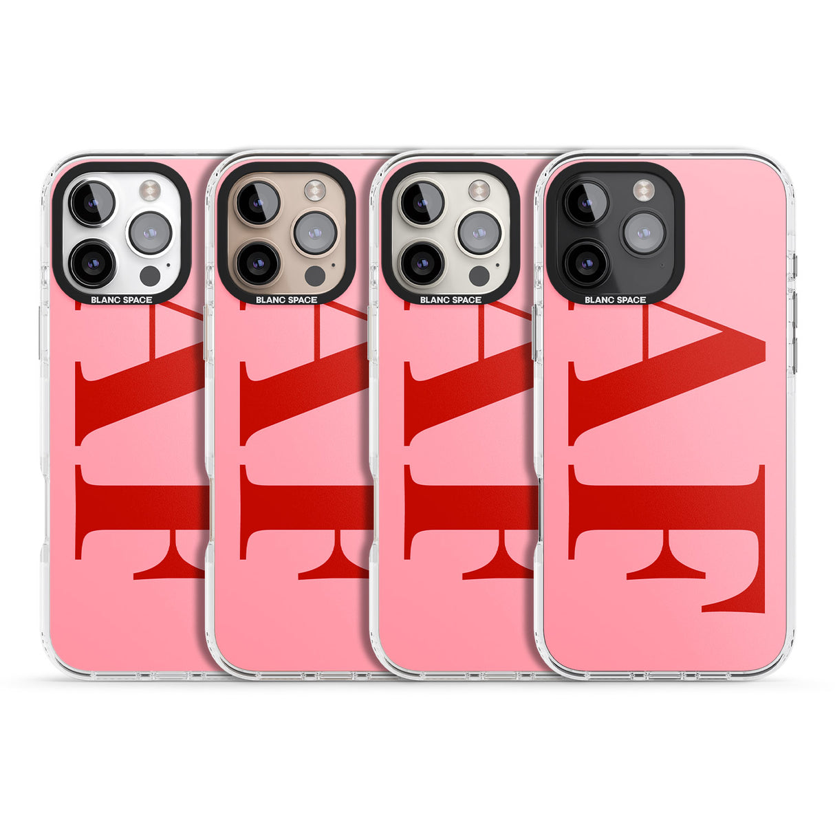 iPhone 16 Pro Max Personalised Red & Pink Letters Black Impact Phone Case