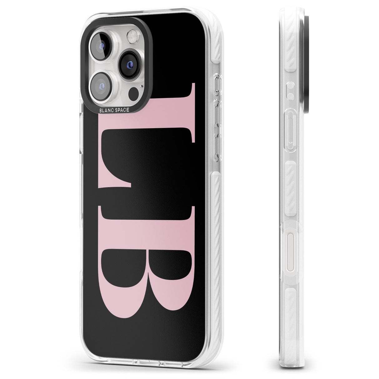 iPhone 16 Pro Max Personalised Pink & Black Letters Black Impact Phone Case