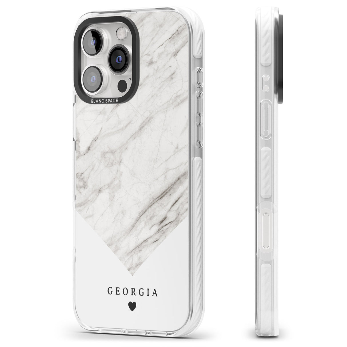 iPhone 16 Pro Max Personalised White Marble Black Impact Phone Case