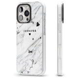 iPhone 16 Pro Max Personalised Black & White Marble Texture Black Impact Phone Case