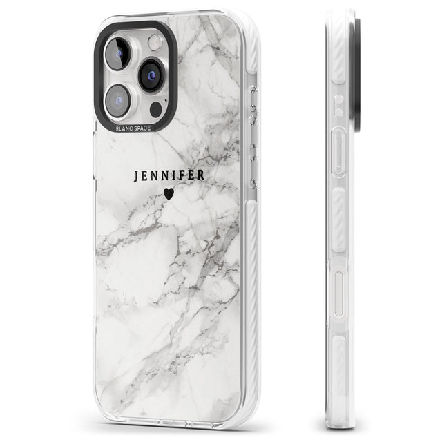 iPhone 16 Pro Max Personalised Classic Grey Marble Black Impact Phone Case