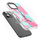 iPhone 16 Pro Max Personalised Turquoise & Pink - Marbled Black Impact Phone Case