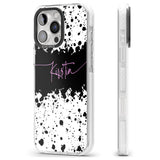 iPhone 16 Pro Max Personalised Black & White Paint Splatters Black Impact Phone Case