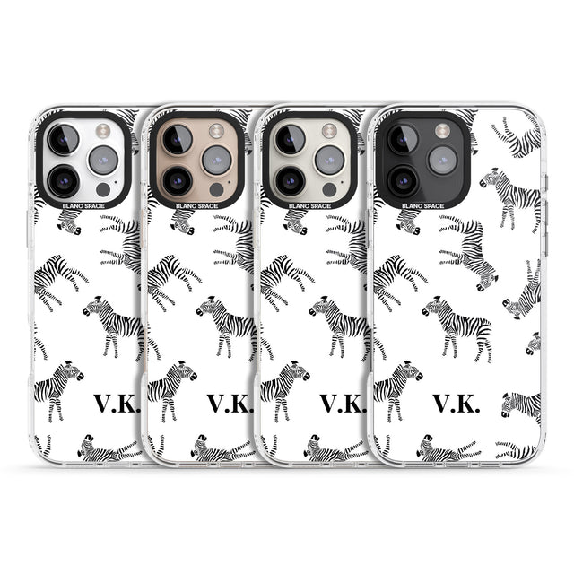 iPhone 16 Pro Max Personalised Zebra Pattern Black Impact Phone Case