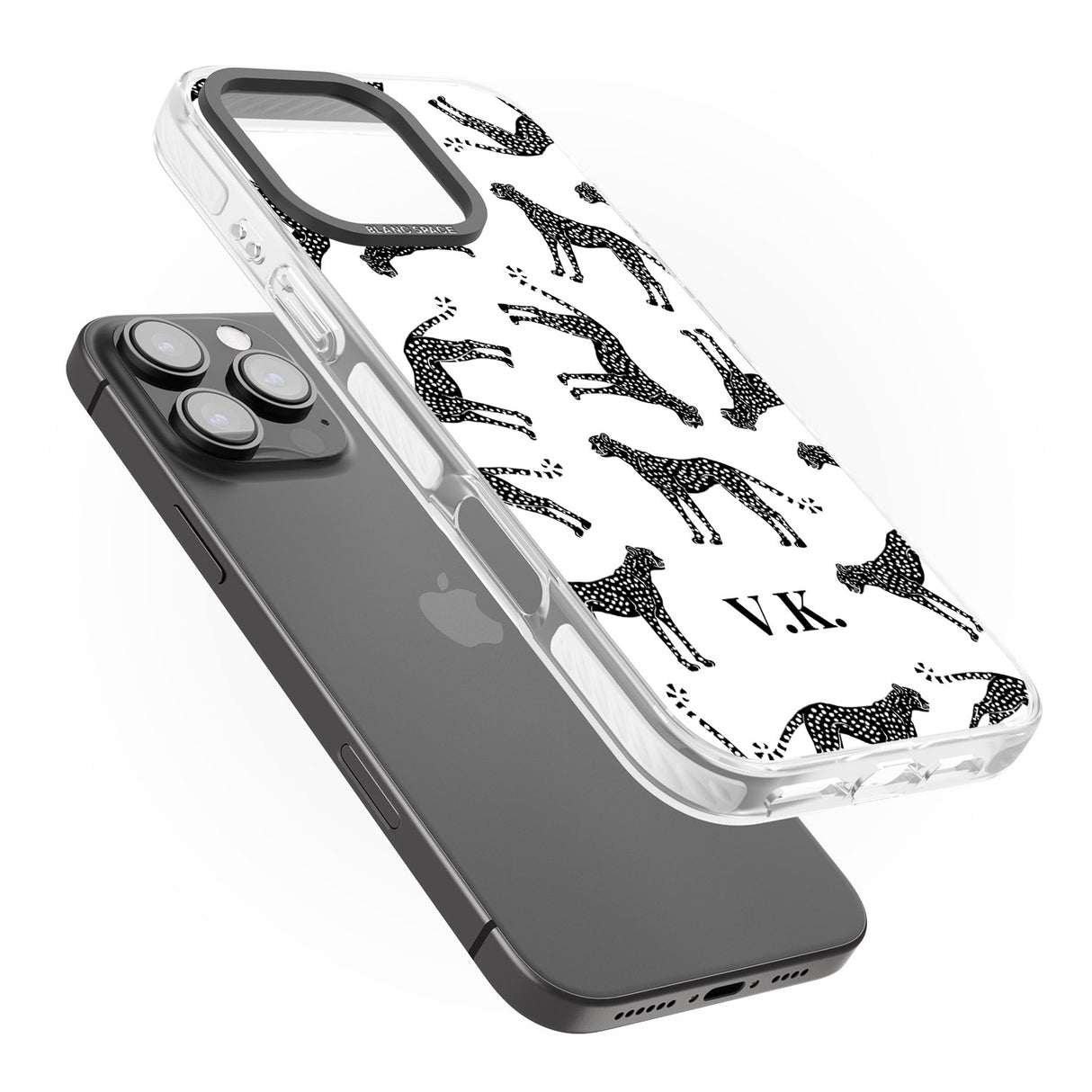 iPhone 16 Pro Max Personalised Cheetah Black & White Black Impact Phone Case