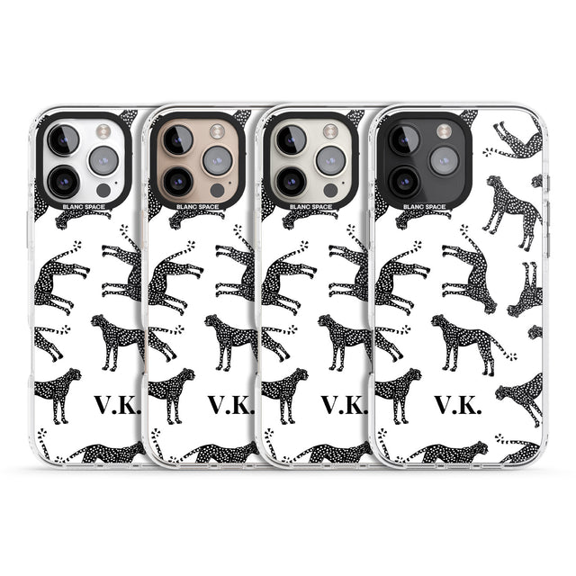 iPhone 16 Pro Max Personalised Cheetah Black & White Black Impact Phone Case