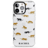 iPhone 16 Pro Max Personalised Jaguar Pattern on Transparent Black Impact Phone Case