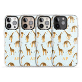 iPhone 16 Pro Max Personalised Safari Giraffe Pattern on Blue Black Impact Phone Case