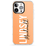 iPhone 16 Pro Max Personalised Bold Name: Peach Black Impact Phone Case