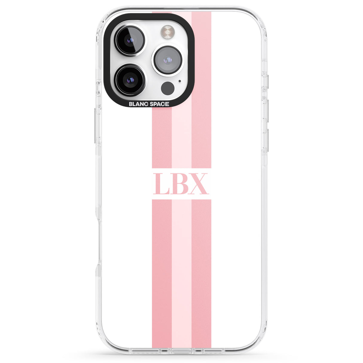 iPhone 16 Pro Max Personalised Minimal Pink Stripes Black Impact Phone Case