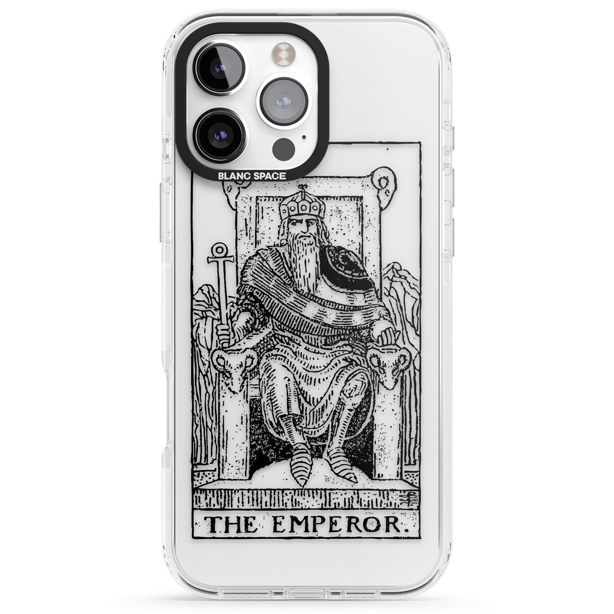 iPhone 16 Pro Max Personalised The Emperor Tarot Card - Transparent Black Impact Phone Case