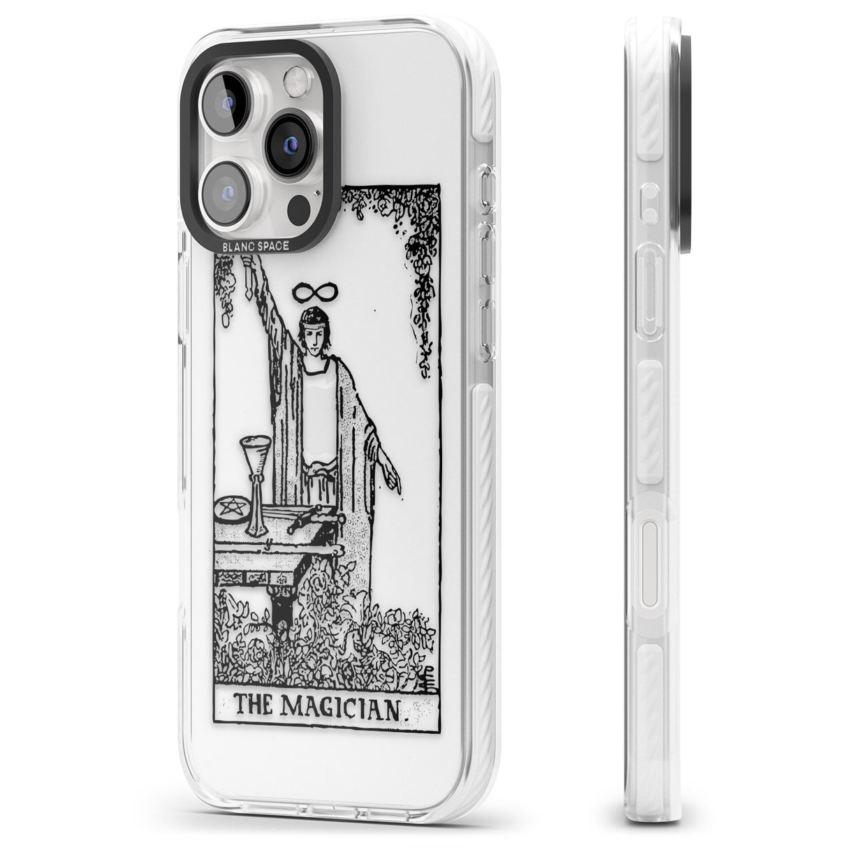 iPhone 16 Pro Max Personalised The Magician Tarot Card - Transparent Black Impact Phone Case