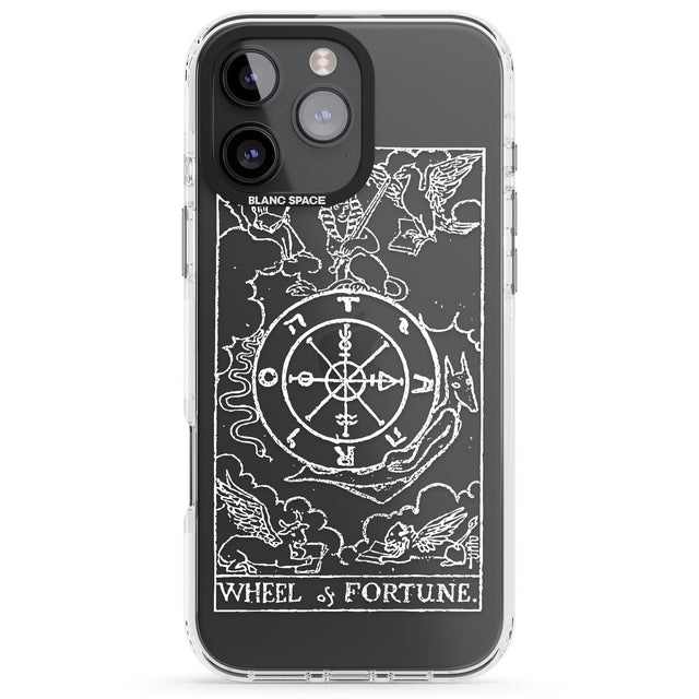 iPhone 16 Pro Max Personalised Wheel of Fortune Tarot Card - White Transparent Black Impact Phone Case