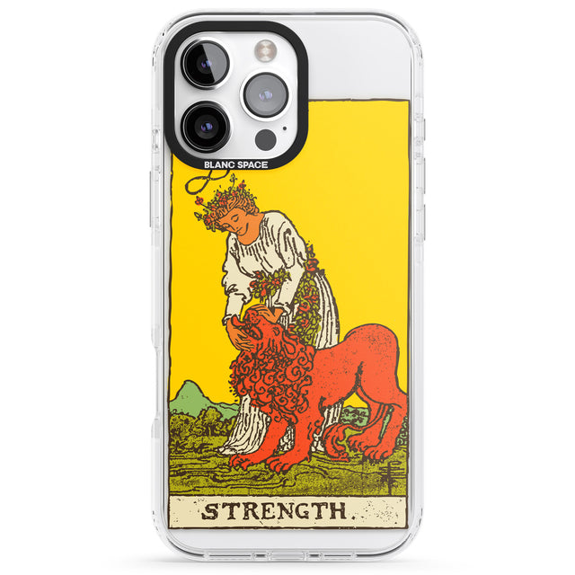 iPhone 16 Pro Max Personalised Strength Tarot Card - Colour Black Impact Phone Case