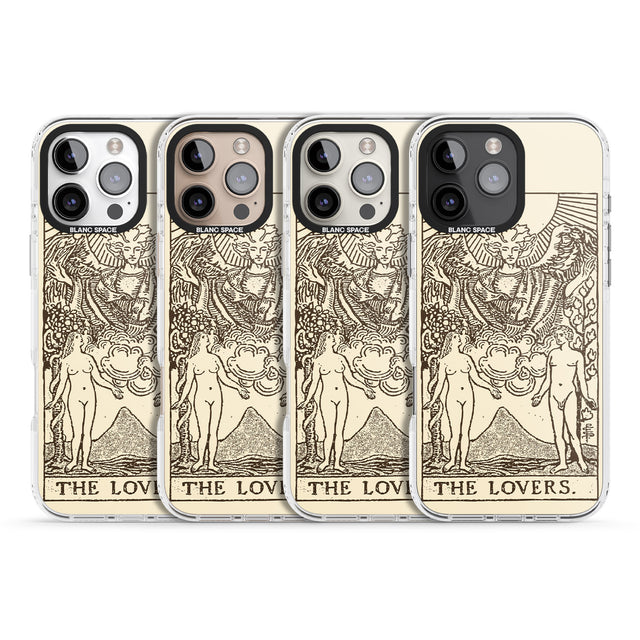 iPhone 16 Pro Max Personalised The Lovers Tarot Card - Solid Cream Black Impact Phone Case