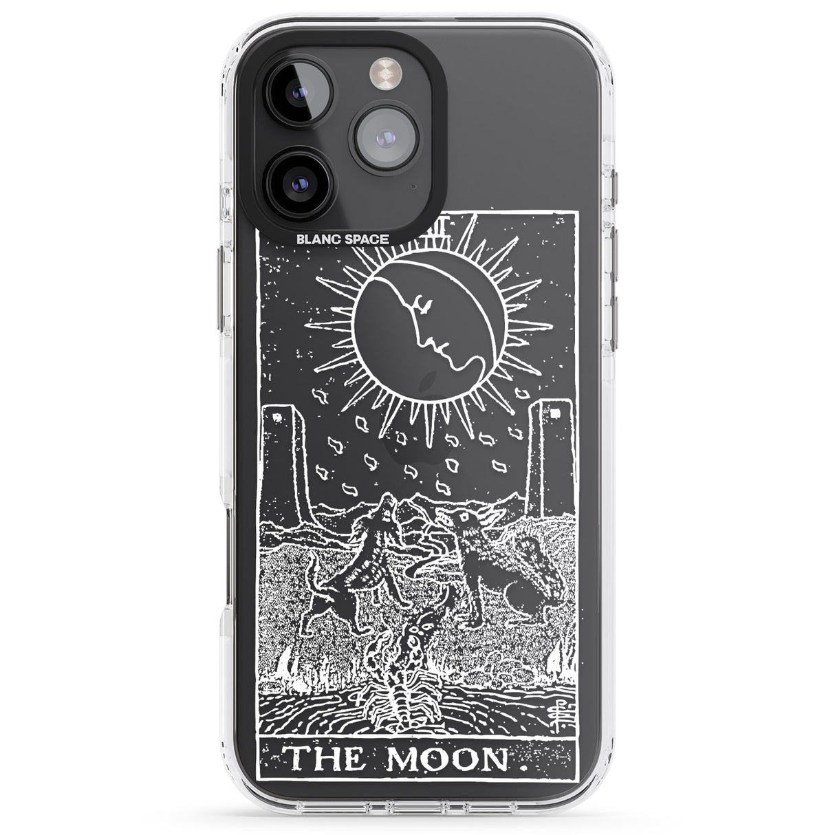 iPhone 16 Pro Max Personalised The Moon Tarot Card - White Transparent Black Impact Phone Case