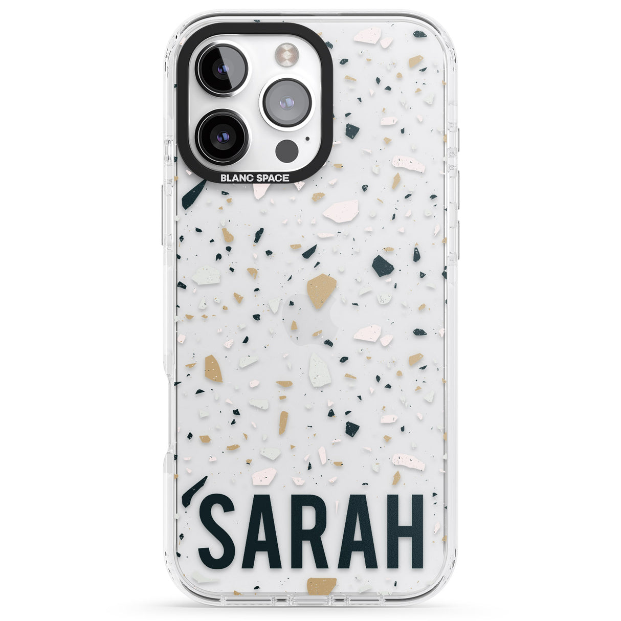 iPhone 16 Pro Max Personalised Terrazzo - Blue, Pink, Brown Black Impact Phone Case