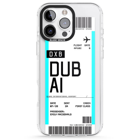 iPhone 16 Pro Max Personalised Dubai Boarding Pass Black Impact Phone Case