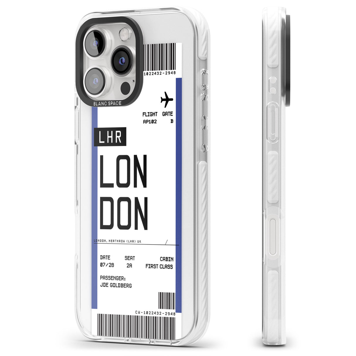 iPhone 16 Pro Max Personalised London Boarding Pass Black Impact Phone Case